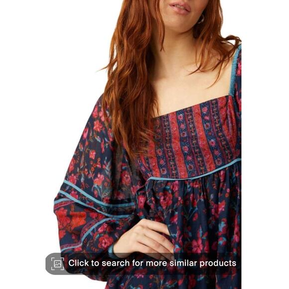 Free People Floral Mini Dress - Navy and Pink - Picture 3 of 6